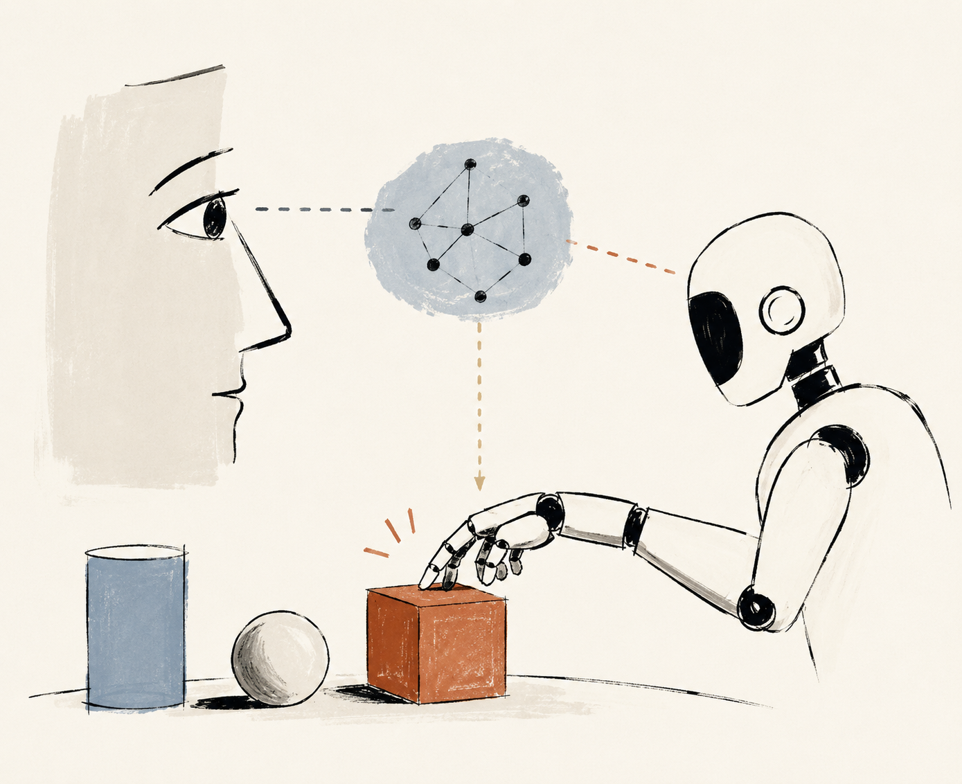 A robotic hand fitted with tactile sensors gripping a fragile object